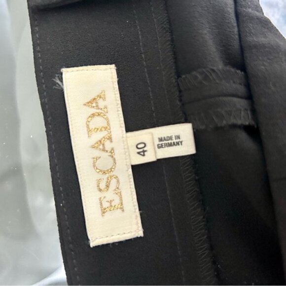 VINTAGE Escada Black Wide Leg Wool Blend Pants Size 40 - Picture 6 of 6
